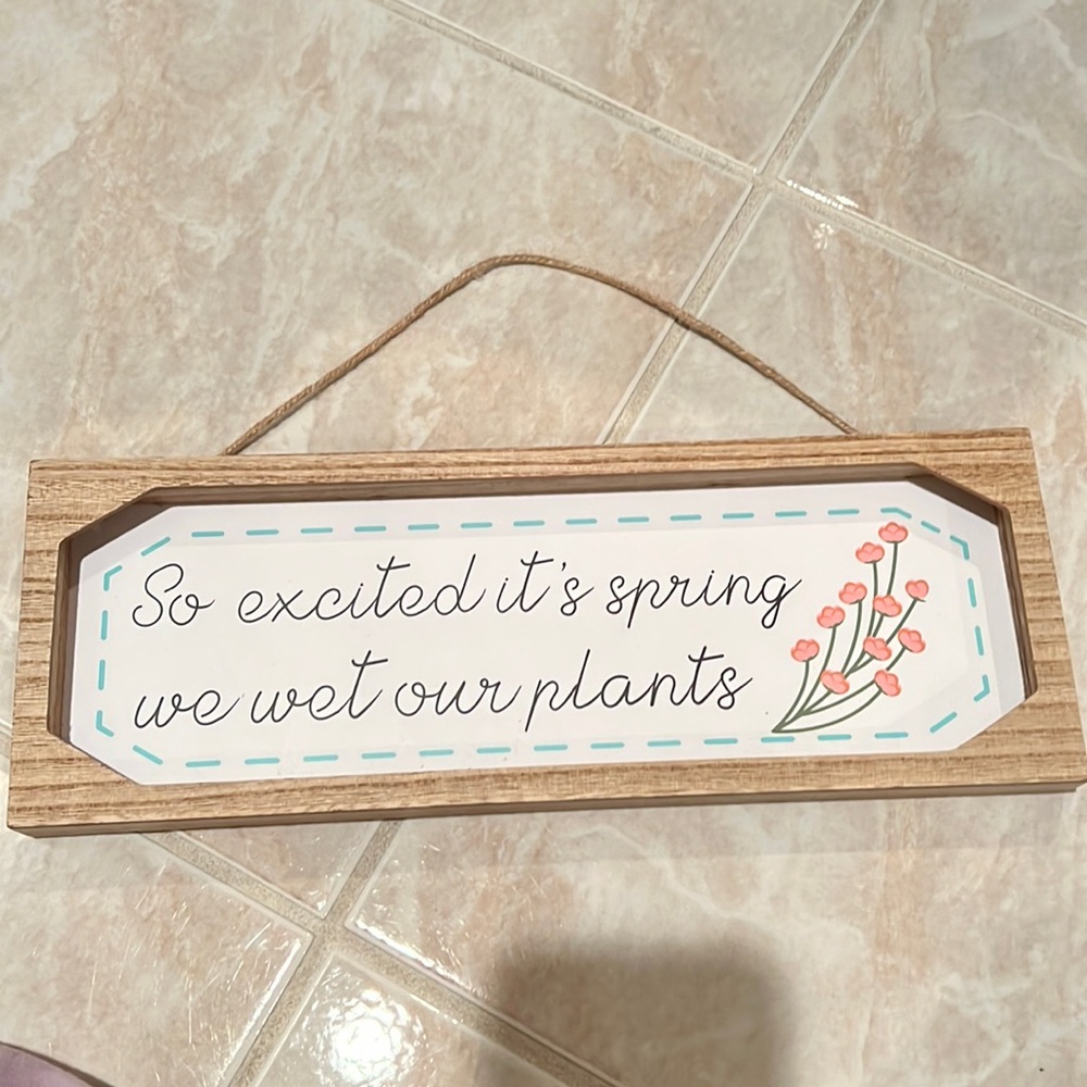 NWT cute “so excited it’s spring we wet our plants” sign